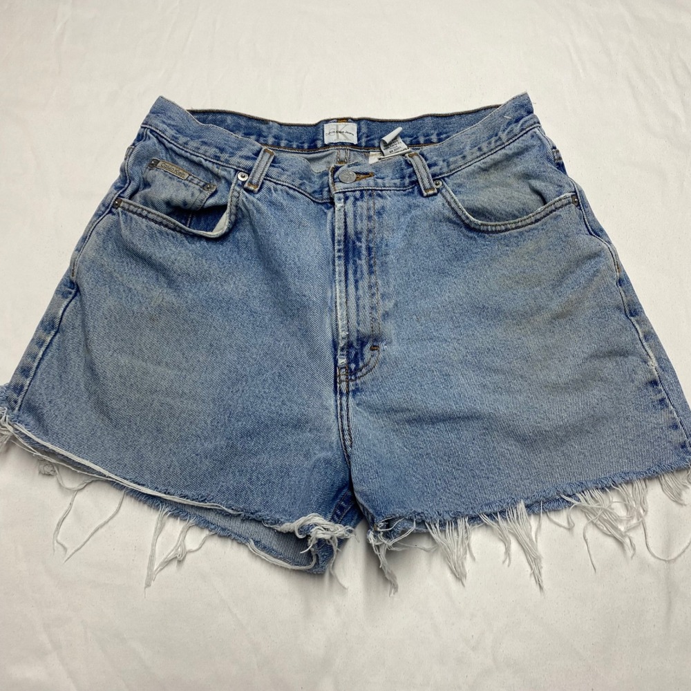 Vintage Calvin Klein Jeans Light Wash Cutoff Denim Shorts Size 33 High Rise 90s